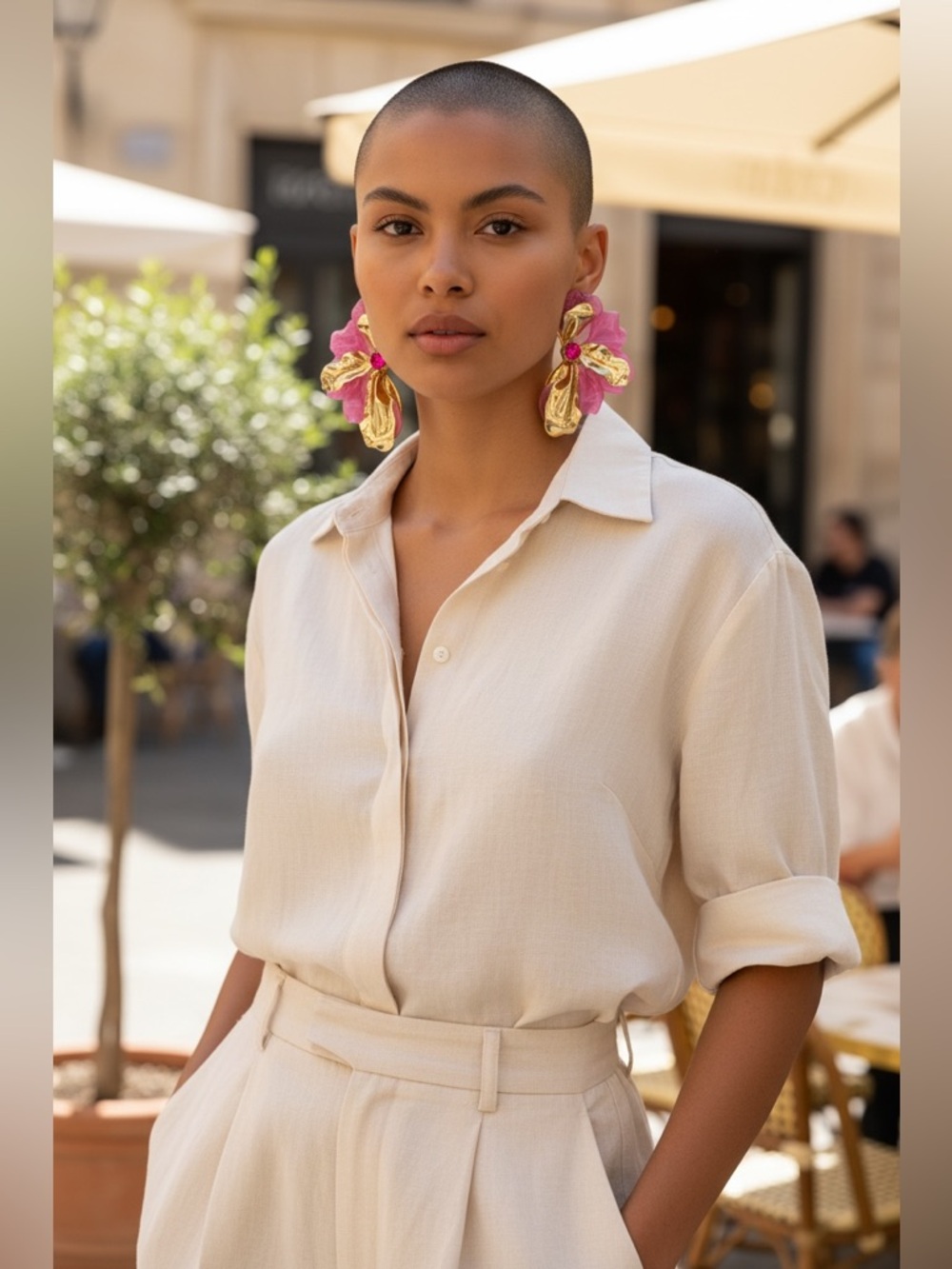Bold Statement Floral and Gold Statement Earrings - Women's Fashion Jewelry
